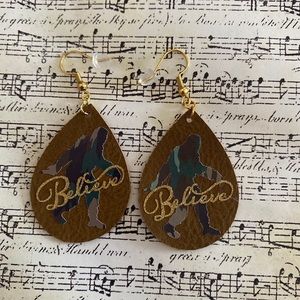 Big Foot Faux Leather Earrings